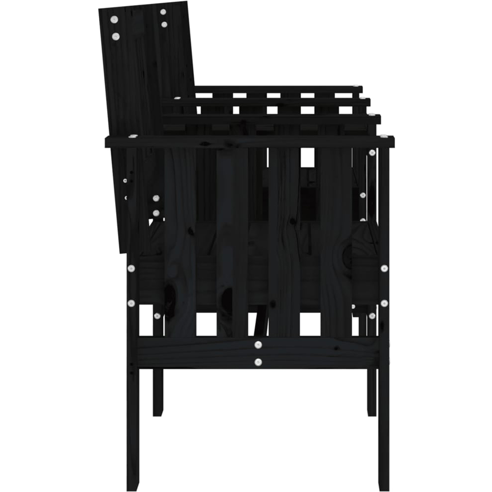 vidaXL 2 Seater Black Solid Pine Wood Slatted Garden Companion Seat Image 5