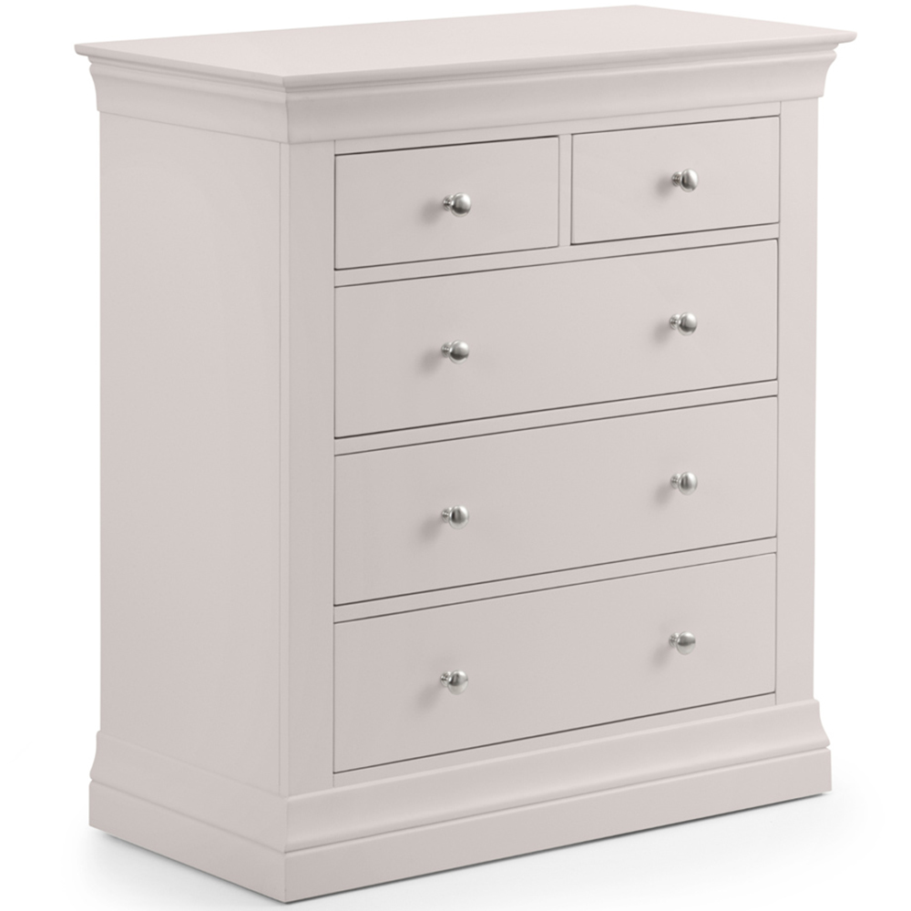 Julian Bowen Clermont 5 Drawer Light Grey Chest of Drawers Image 2