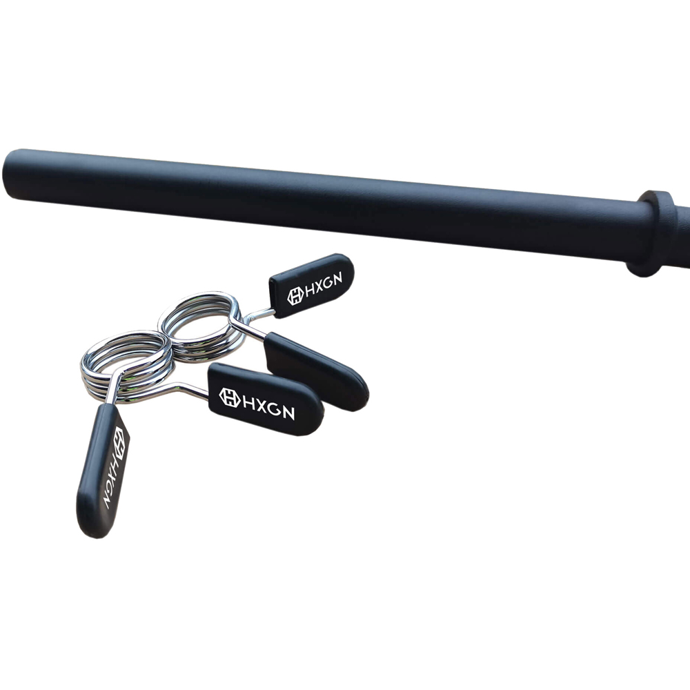 HXGN Black Standard Barbell with Spring Collars 1 inch Image 5
