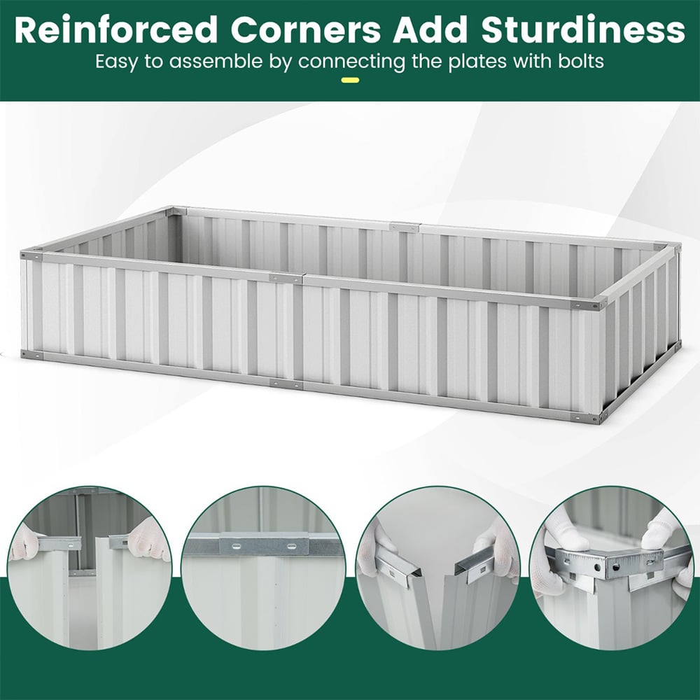 Costway Galvanised Raised Garden Bed with Cover Image 9
