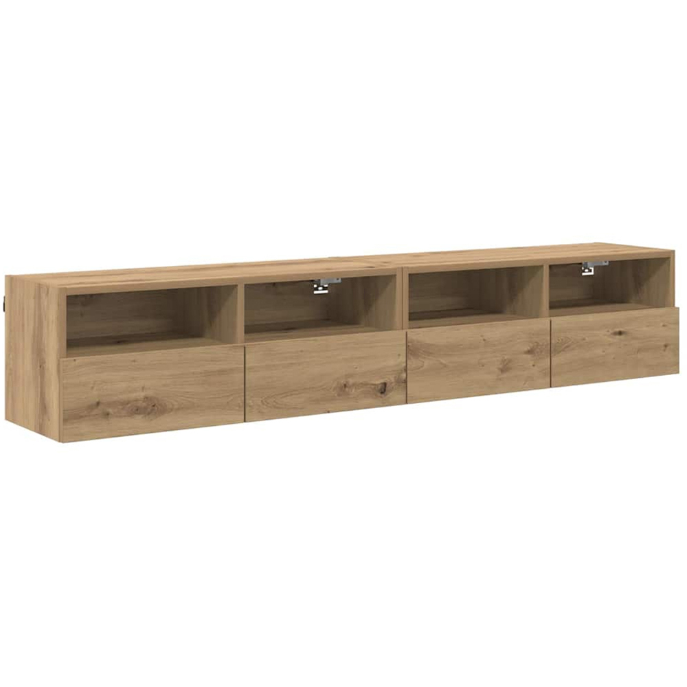vidaXL 2 Door 2 Shelf Artisan Oak Wide Wall Mounted TV Unit Set of 2 Image 2