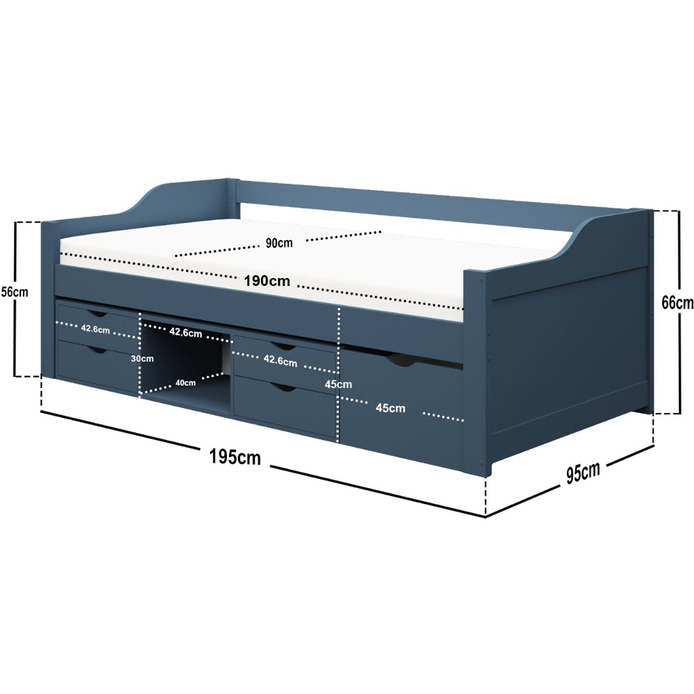 Flair Blair Single Blue Storage Low Sleeper Bed Image 6