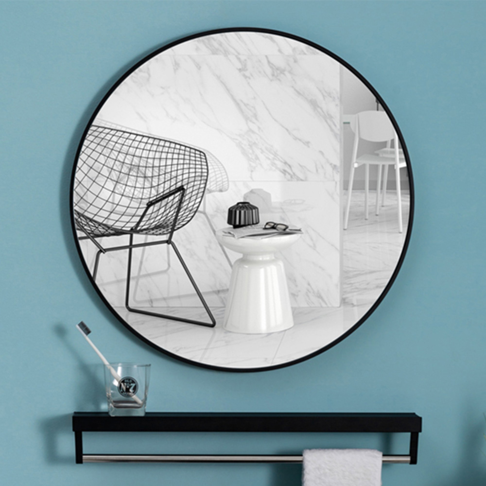 Living and Home Black Frame Nordic Wall Mounted Bathroom Mirror 50cm Image 2