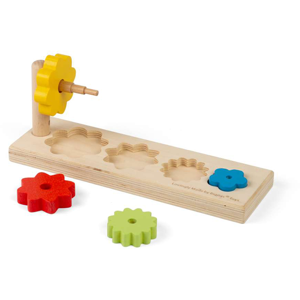 Bigjigs Toys Kids Wooden Flower Shape Sorting and Stacking Toy Image 2