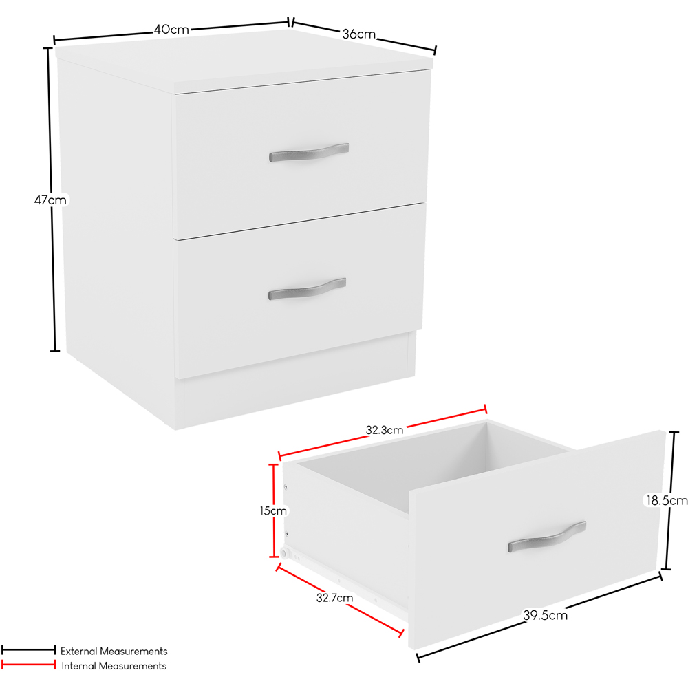 Vida Designs Riano 2 Drawer White Melamine Finish Bedside Table Set of 2 Image 8