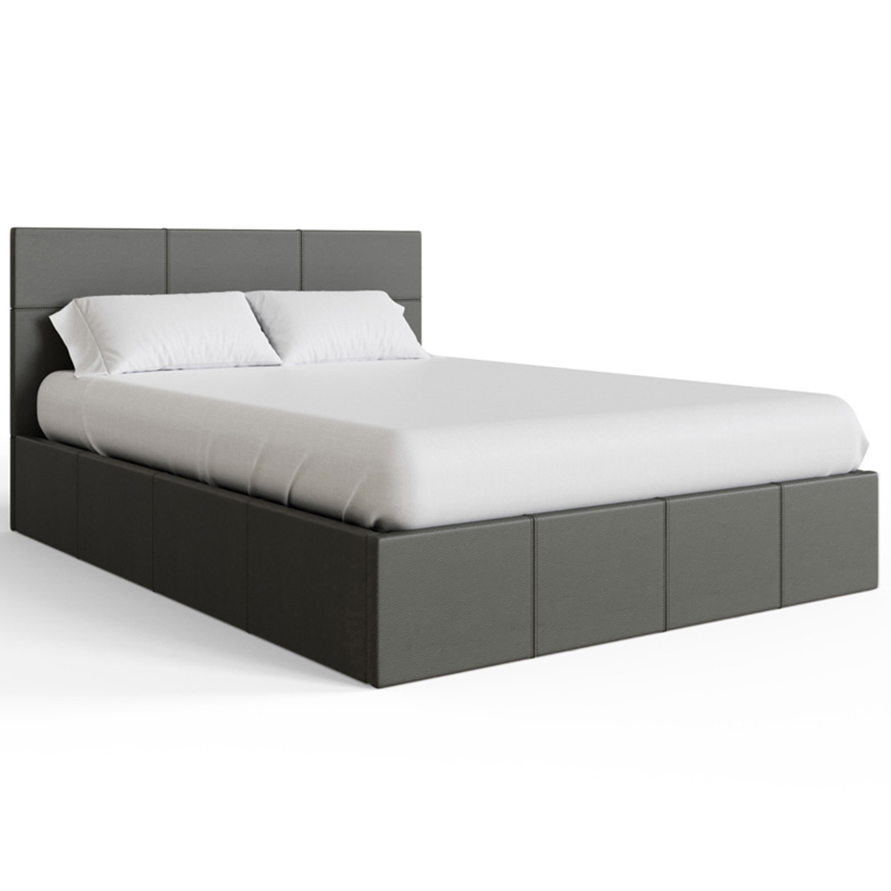 GFW Double Grey Faux Leather End Lift Ottoman Bed with Memory Pocket Spring Mattress Image 3