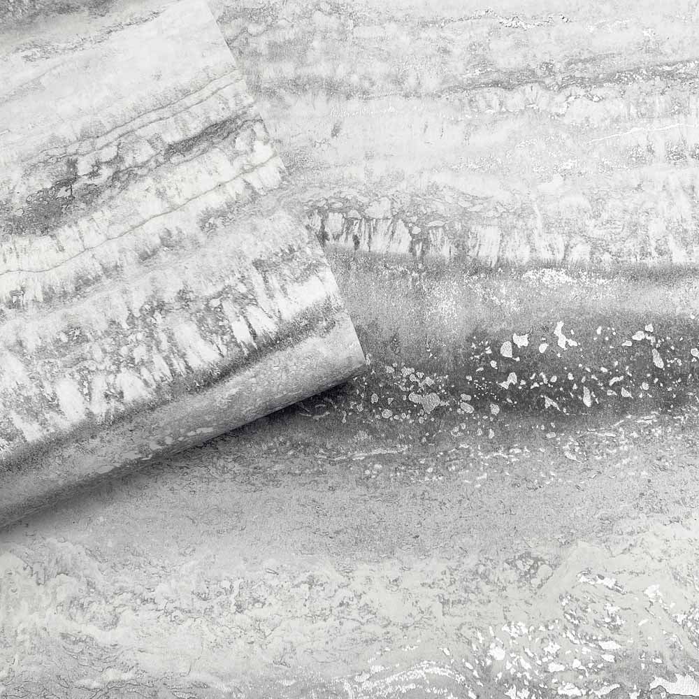 Muriva Semper Marble Silver Wallpaper Image 2