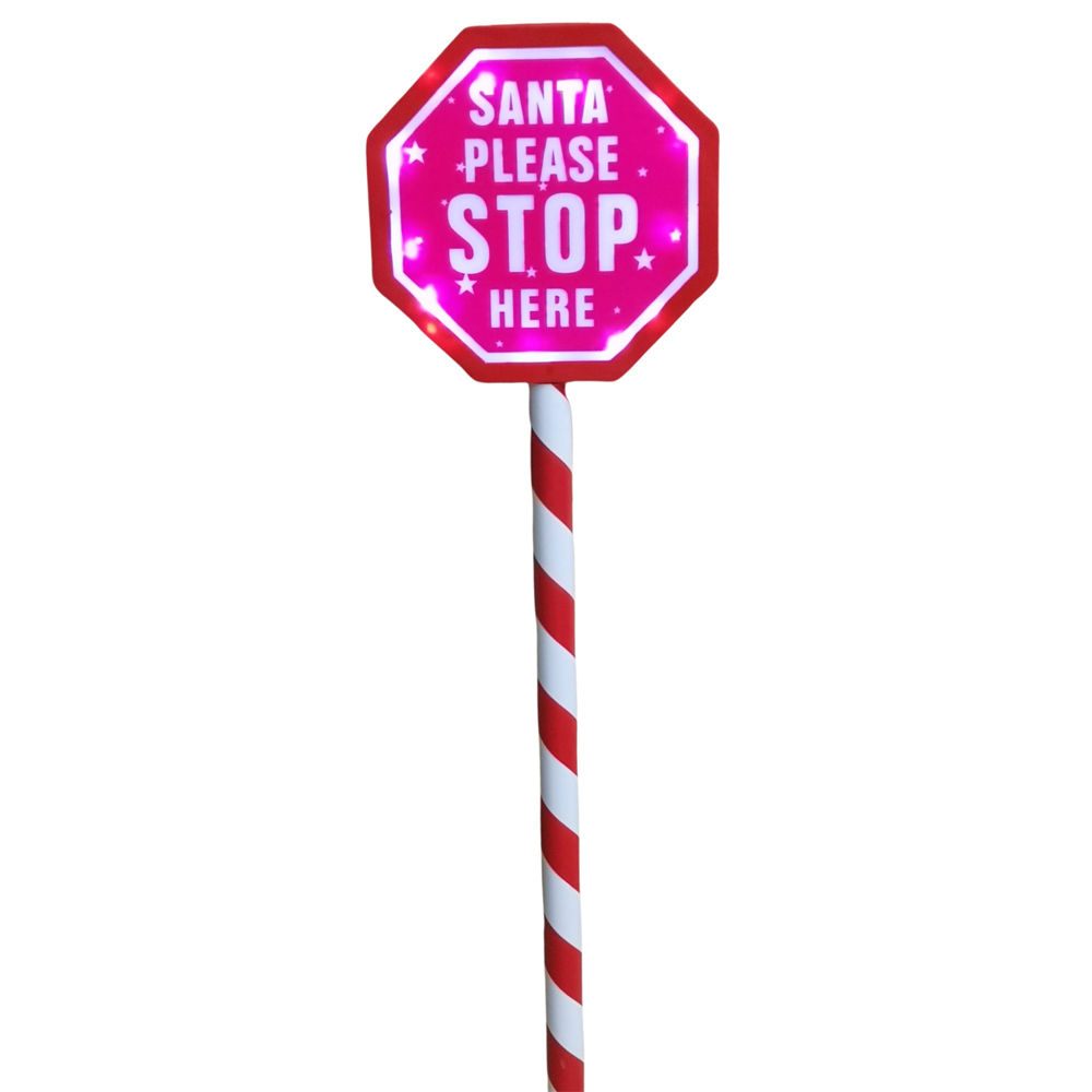 Premier Warm White LED Santa Stop Here Christmas Outdoor Sign 80cm Image 2