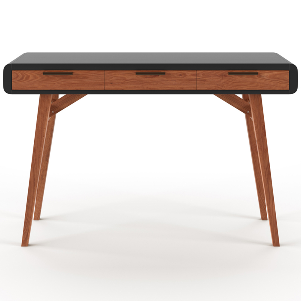 Alphason Pevensey 3 Drawer Black and Brown Office Desk Image 2
