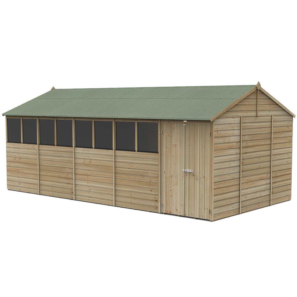 Forest Garden Beckwood 20 x 10ft Double Door 8 Windows Shiplap Reverse Apex Shed Image 1