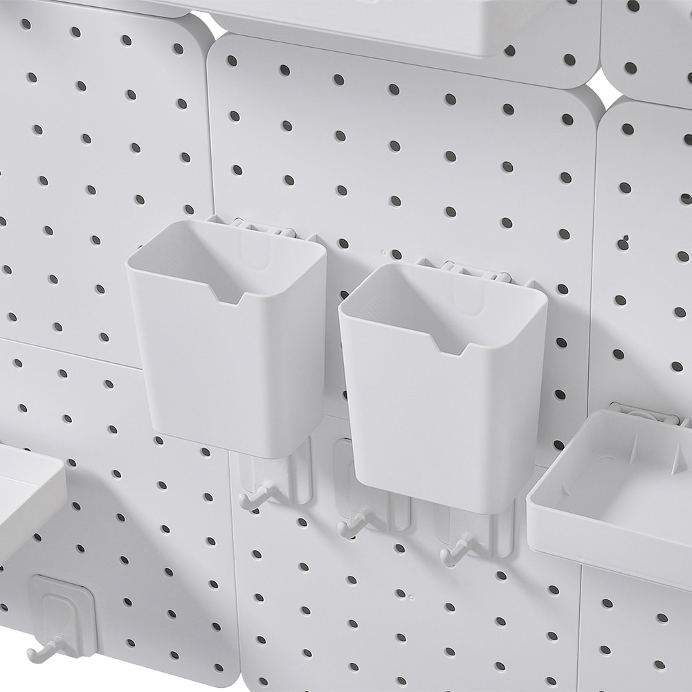 Living and Home White Square Pegboard Wall Storage Rack Image 4