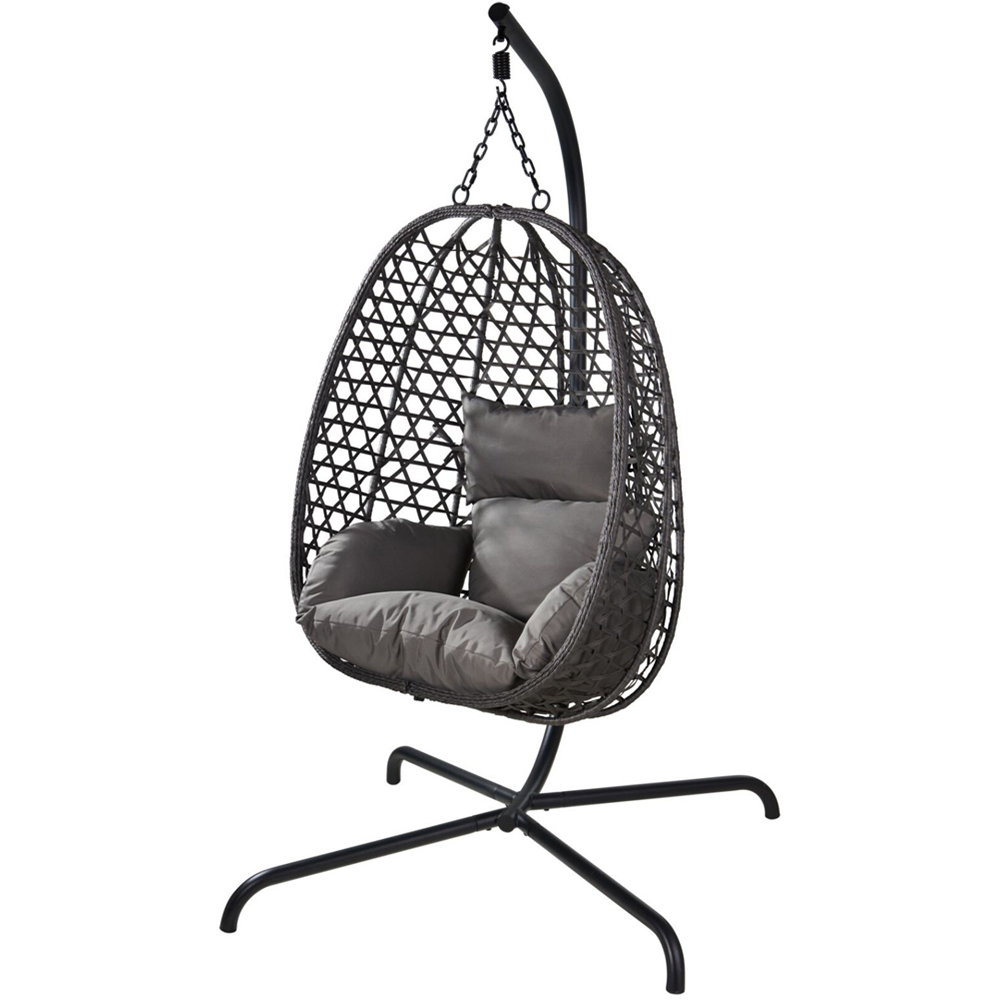 Jack Stonehouse Rattan Hanging Garden Egg Chair with Cushions Image 1