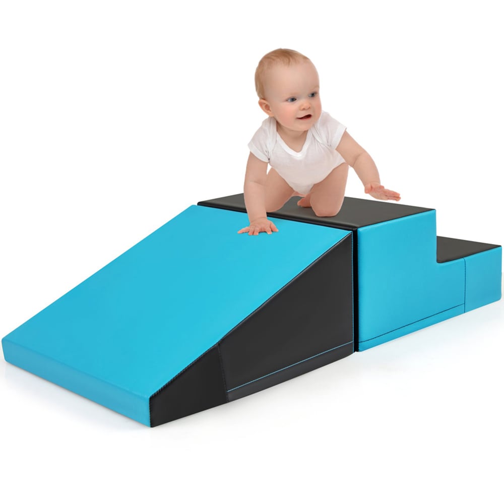 Costway Blue Toddler Step and Slide Climber Play Set 2 Piece Image 3