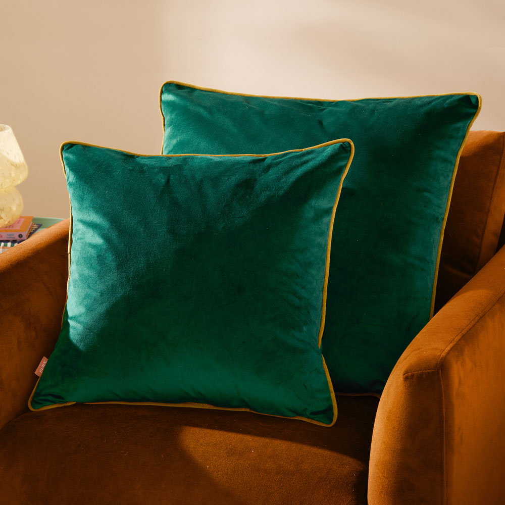 Furn Meridian Emerald and Moss Velvet Cushion 45 x 45cm Image 5