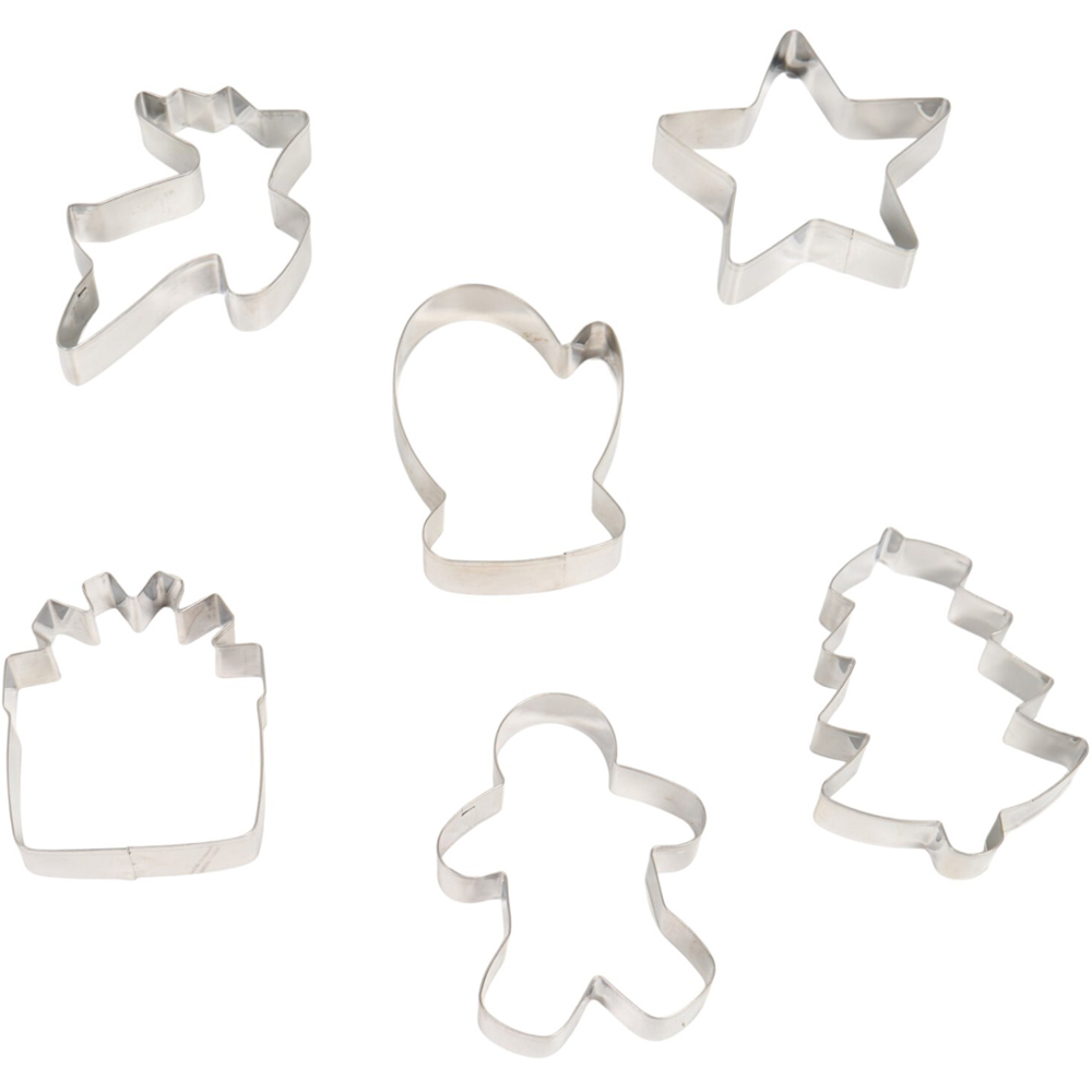 Pack of 6 Stainless Steel Christmas Cutters Silver Image 3