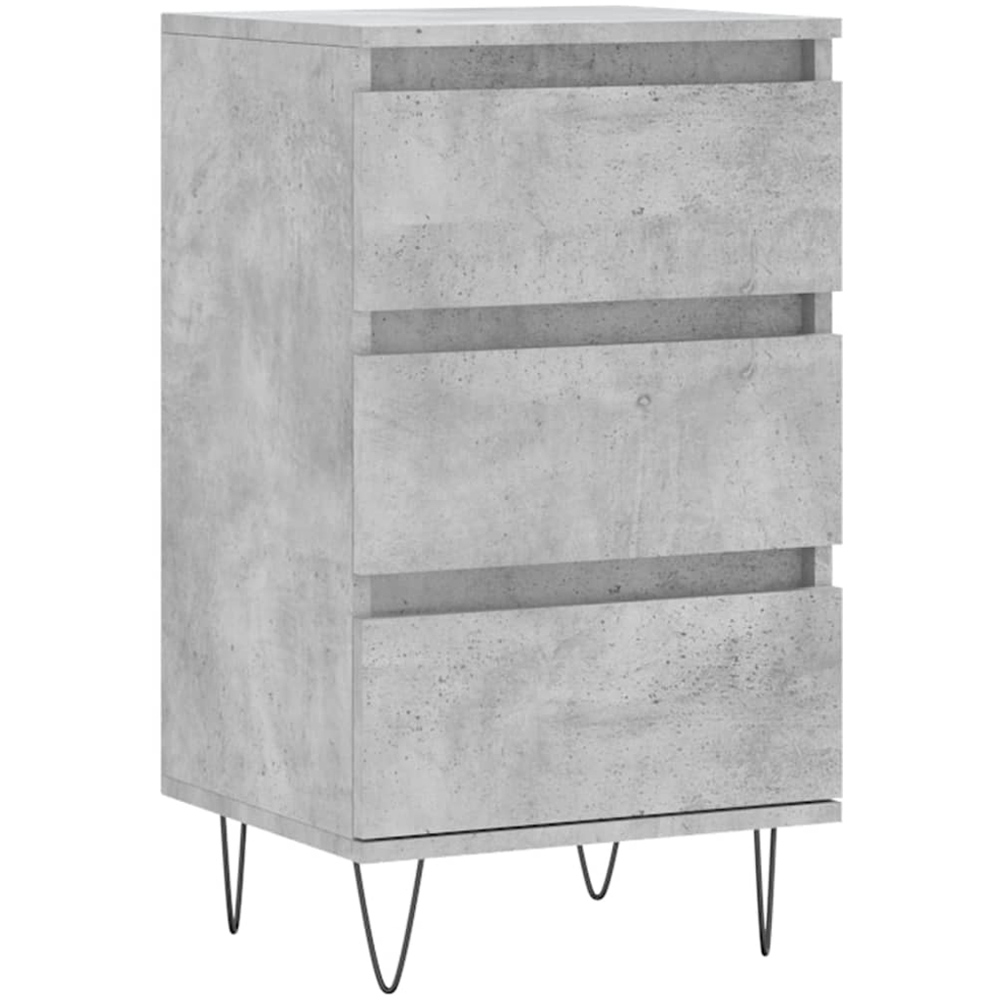 vidaXL 3 Drawer Concrete Grey Wooden Sideboard Image 2