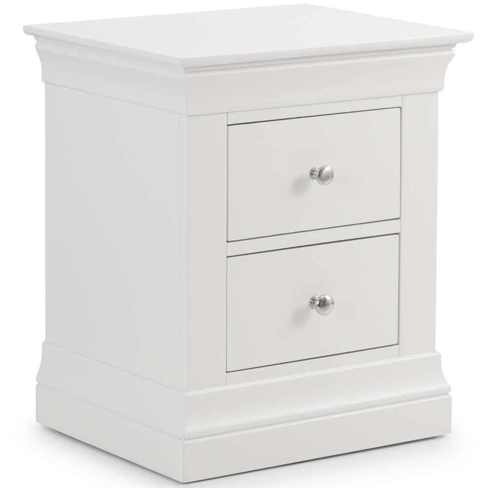 Julian Bowen Clermont 2 Drawer Surf White Bedside Table Image 2