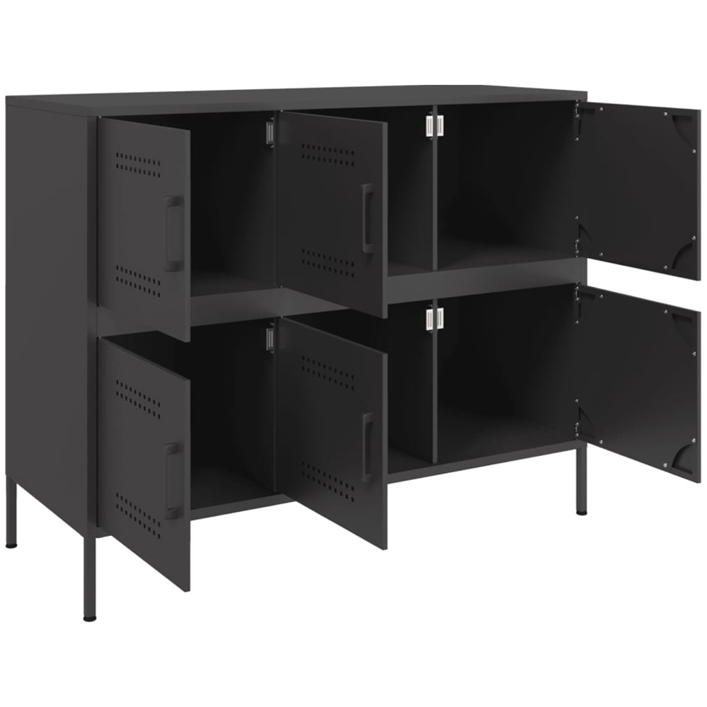 vidaXL 6 Door Black Metal Sideboard Image 7