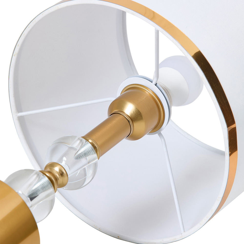 Living and Home Gold and White Cylindrical Fabric Table Lamp Image 5