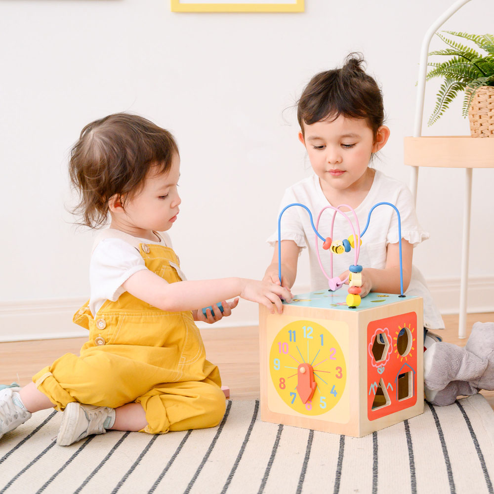 Teamson Kids Preschool Play Lab 4 Side Wooden Cube Image 2