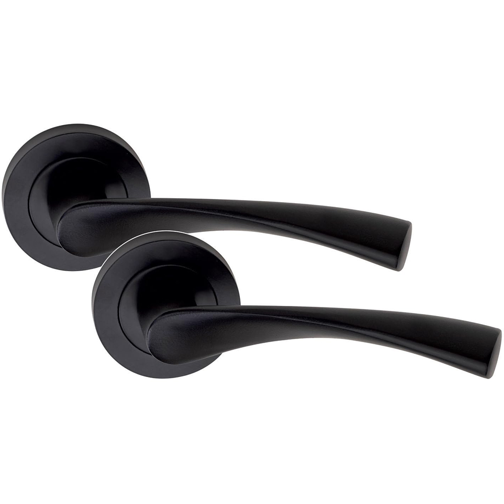 Golden Grace Matt Black Astrid Bathroom Door Handle Pair Image 3
