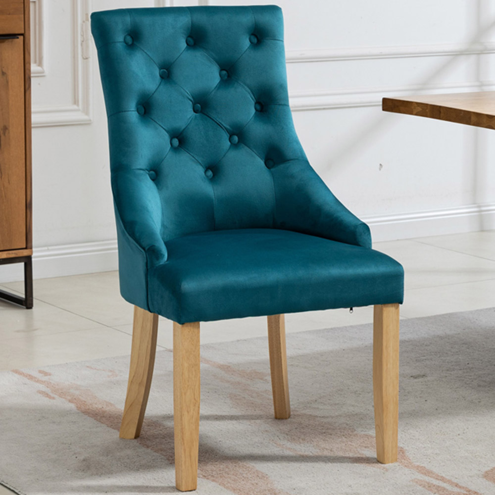 Artemis Home Ravenna Set of 2 Teal Velvet Dining Chair Image 1