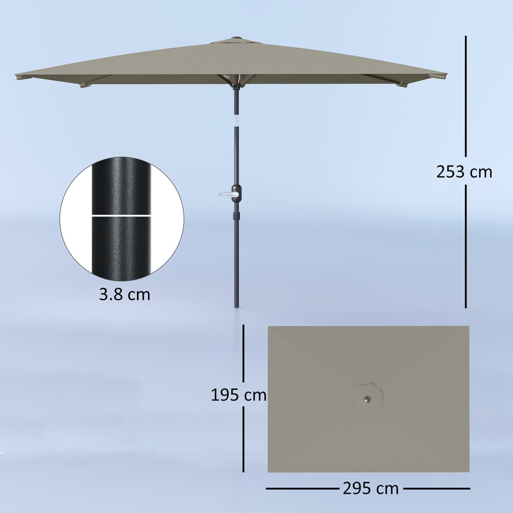 Outsunny Light Grey Crank and Tilt Parasol 3m Image 9