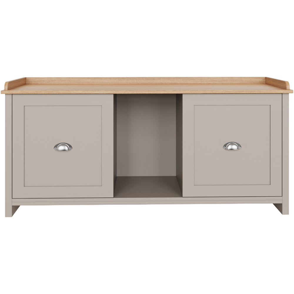 GFW Lancaster 2 Door Grey and Oak Shoe Bench Image 2