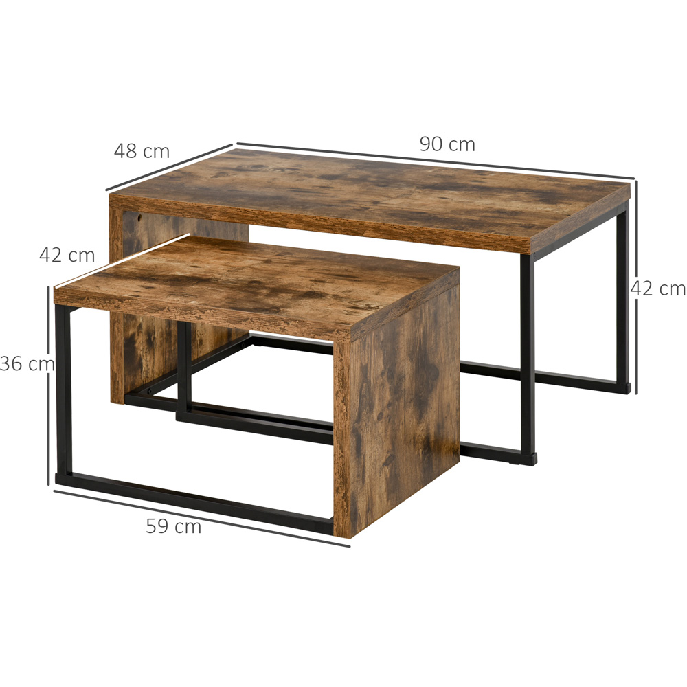 Portland Industrial Brown Nest of Coffee Tables Set of 2 Image 8