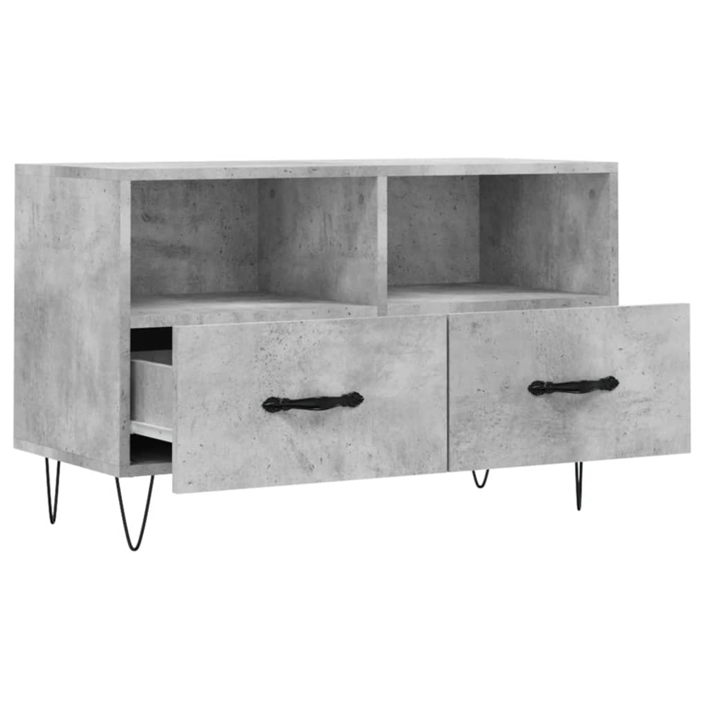 vidaXL 2 Drawer 2 Shelf Concrete Grey TV Cabinet Image 6
