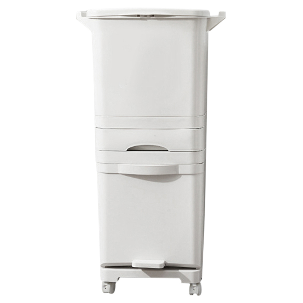 Living and Home White Recycling Pedal Bin 42L Image 3