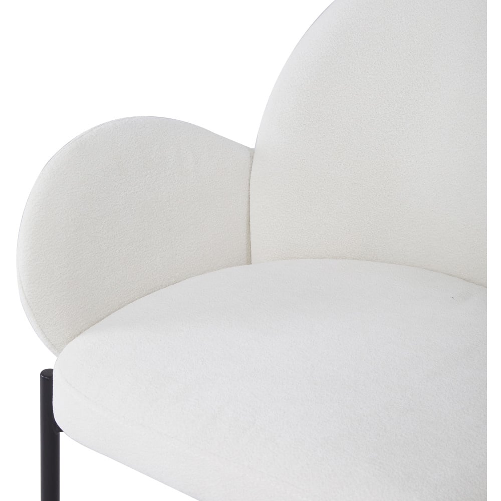 Living and Home Set of 2 White Upholstered Teddy Fleece Dining Chair with Armrests Image 4