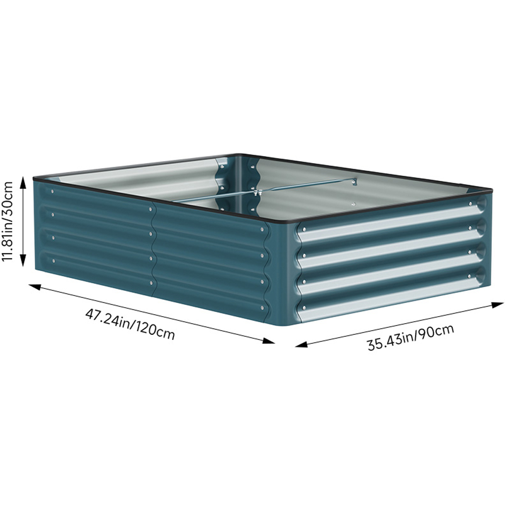Living and Home Green Rectangular Galvanised Steel Raised Garden Bed 120 x 90cm Image 6