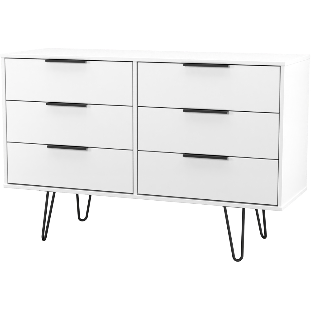 Crowndale Hong Kong 6 Drawer Matt White Wide Chest of Drawers Ready Assembled Image 2
