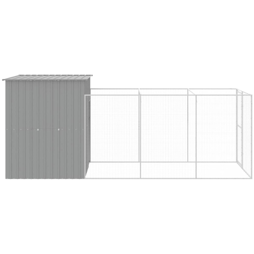 vidaXL Light Grey Steel Dog House with Run 165 x 455 x 181cm Image 3