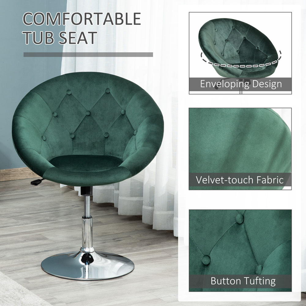 Portland Green Velvet Touch Tufted Height Adjustable Bar Stool Image 4