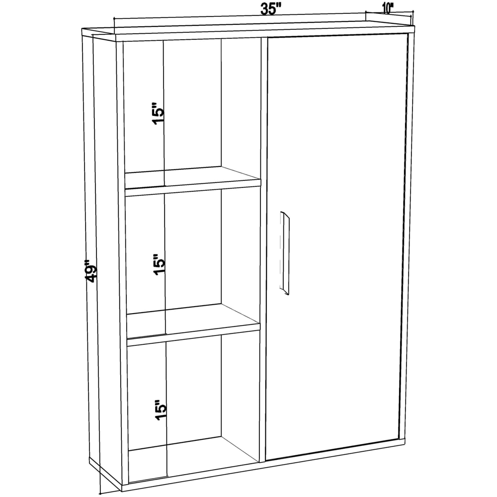 Decorotika Patrick Single Door 3 Shelf White and Oak Bookcase Image 5