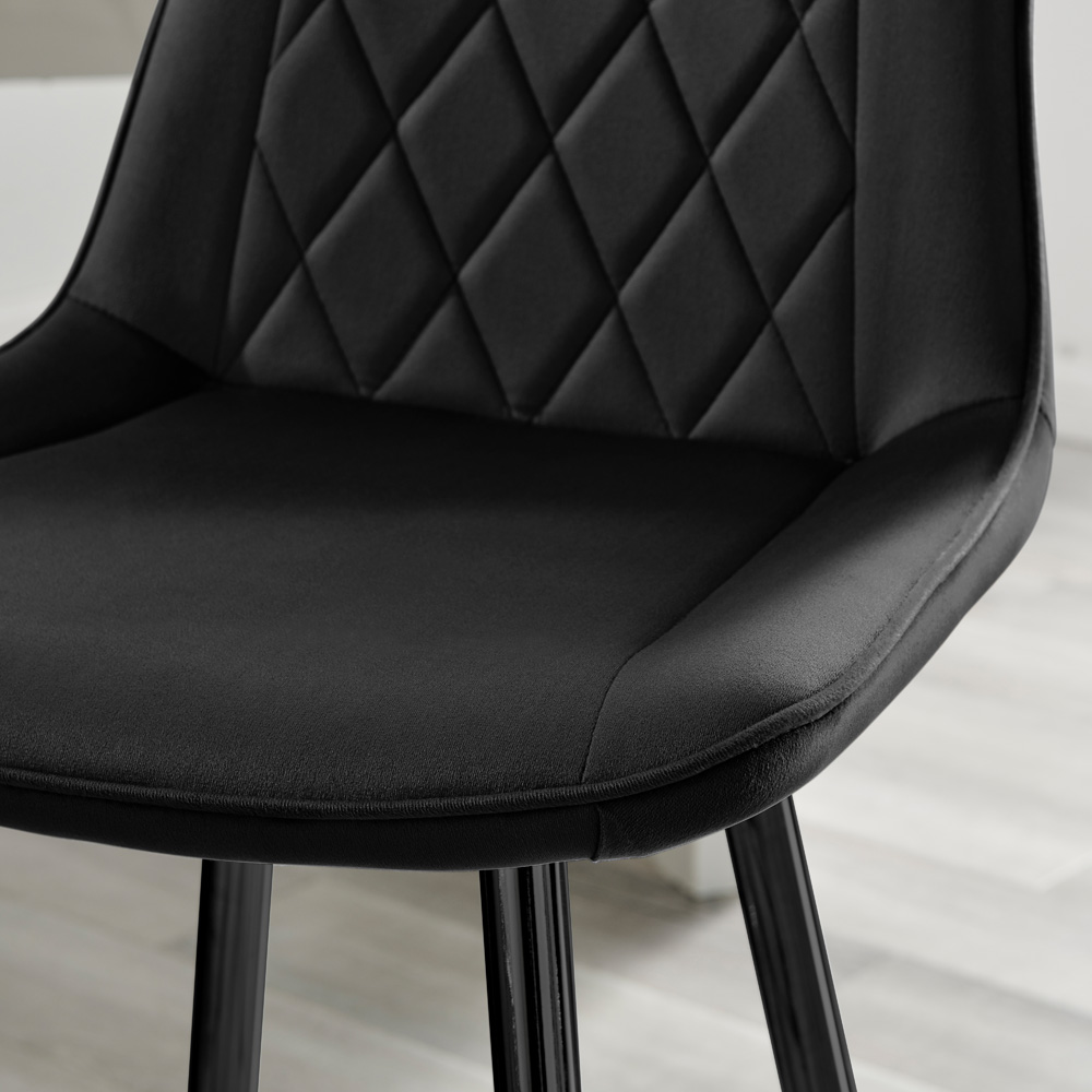 Furniturebox Set of 2 Black Velvet Bar Chairs Image 2