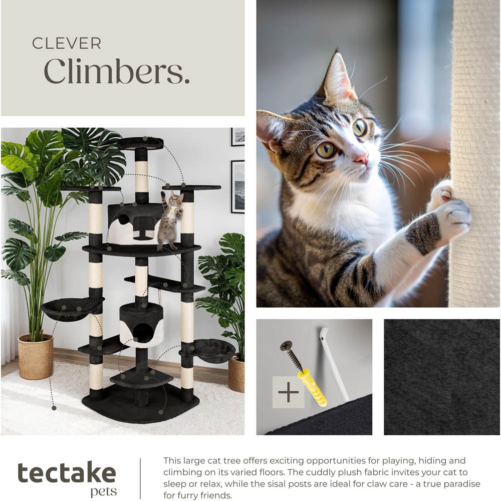 tectake Fippi Black and White Cat Tree with Scratching Post 201cm Image 7