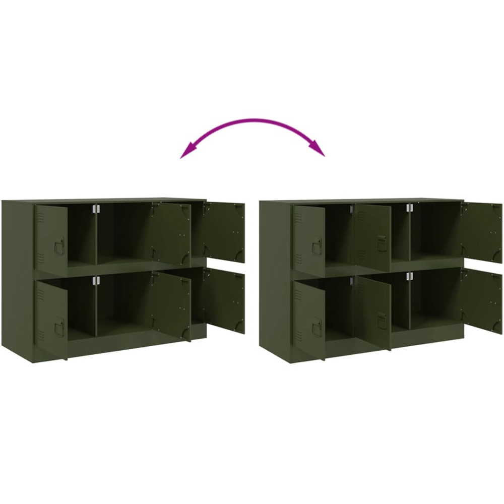 vidaXL 6 Door Olive Green Metal Sideboard Image 9