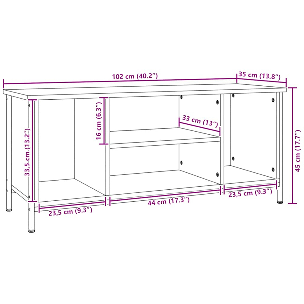 vidaXL 4 Shelf Smoked Oak TV Cabinet Image 9