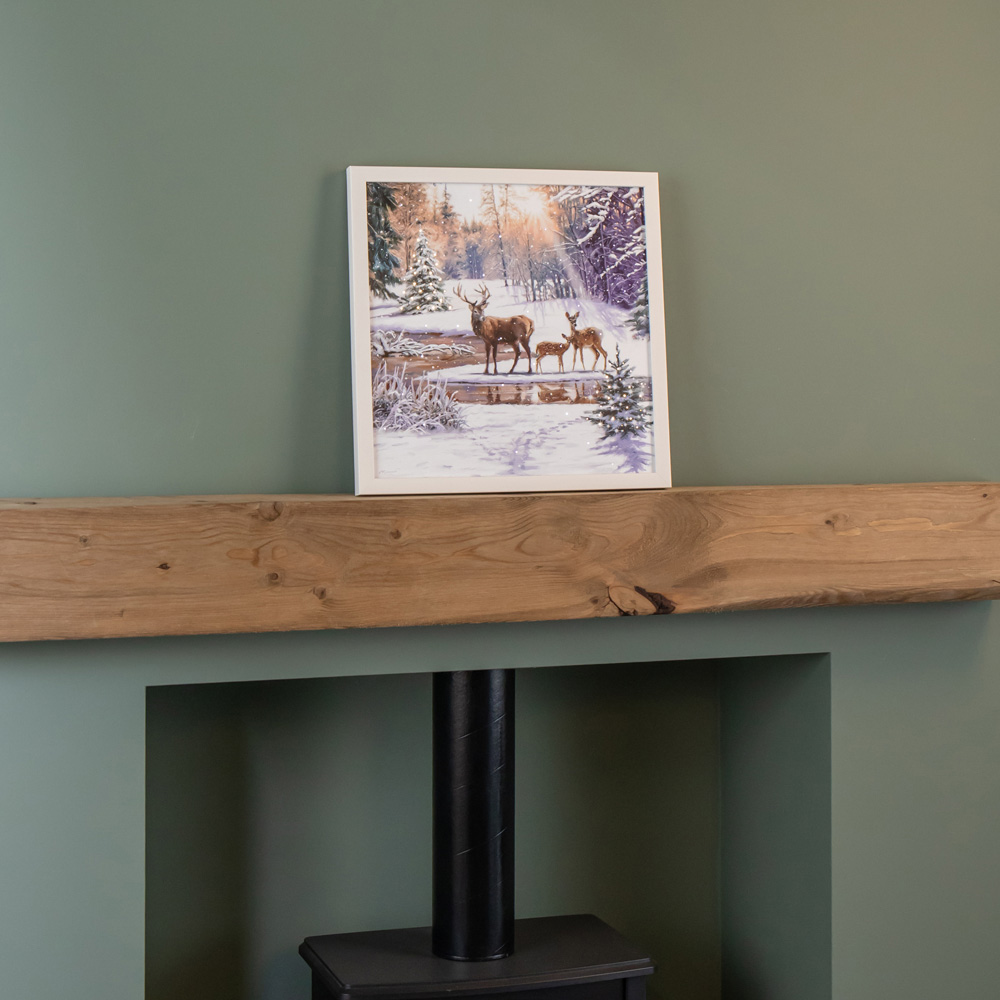 Samuel Alexander Warm and Twinkling White LED Family of Deers Canvas 40 x 40cm  Image 5