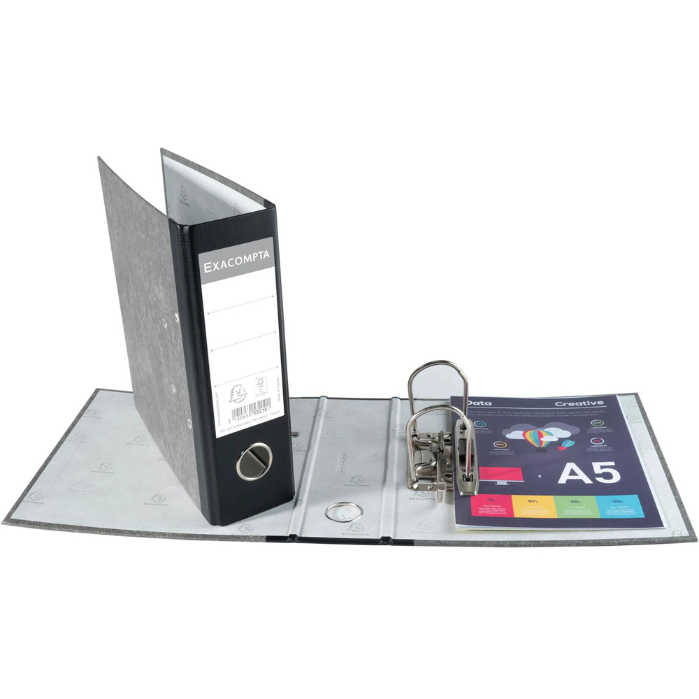 Exacompta Marbled Grey Black Lever A5 Arch File 70mm Pack of 10 Image 2