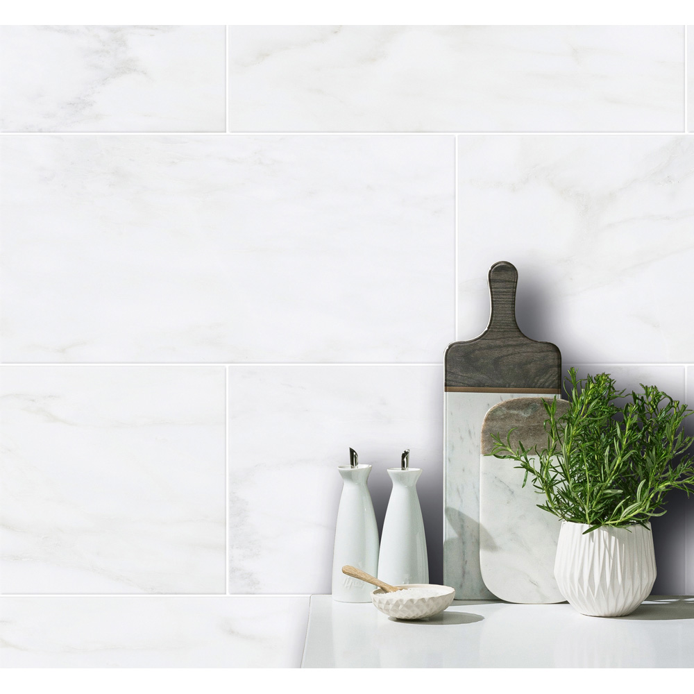 Johnson Tiles Bianco White Marble Satin Rectified Tile 600 x 300mm 6 x 9 Pack Image 5