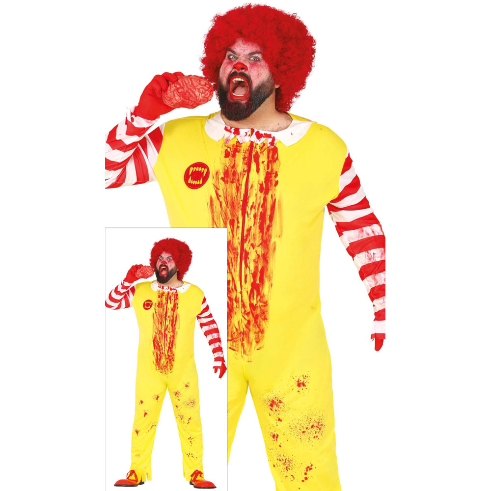 Fiestas Guirca Adult Burger Clown Yellow and Red Halloween Costume Extra Large Image 3