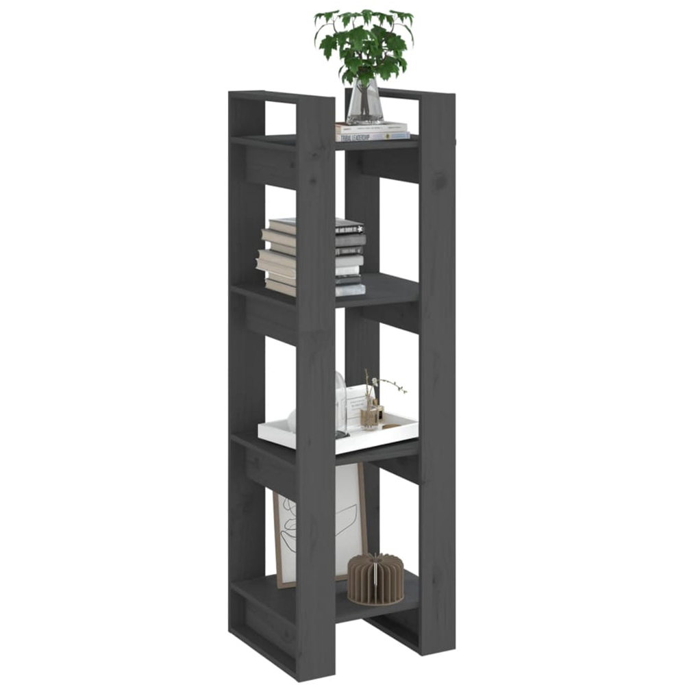 vidaXL 4 Shelf Grey Solid Pine Wood Bookcase Image 5