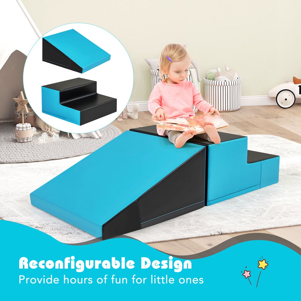 Costway Blue Toddler Step and Slide Climber Play Set 2 Piece Image 5