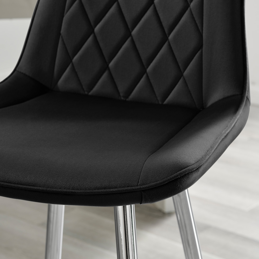 Furniturebox Set of 2 Black and Silver Velvet Bar Chairs Image 2