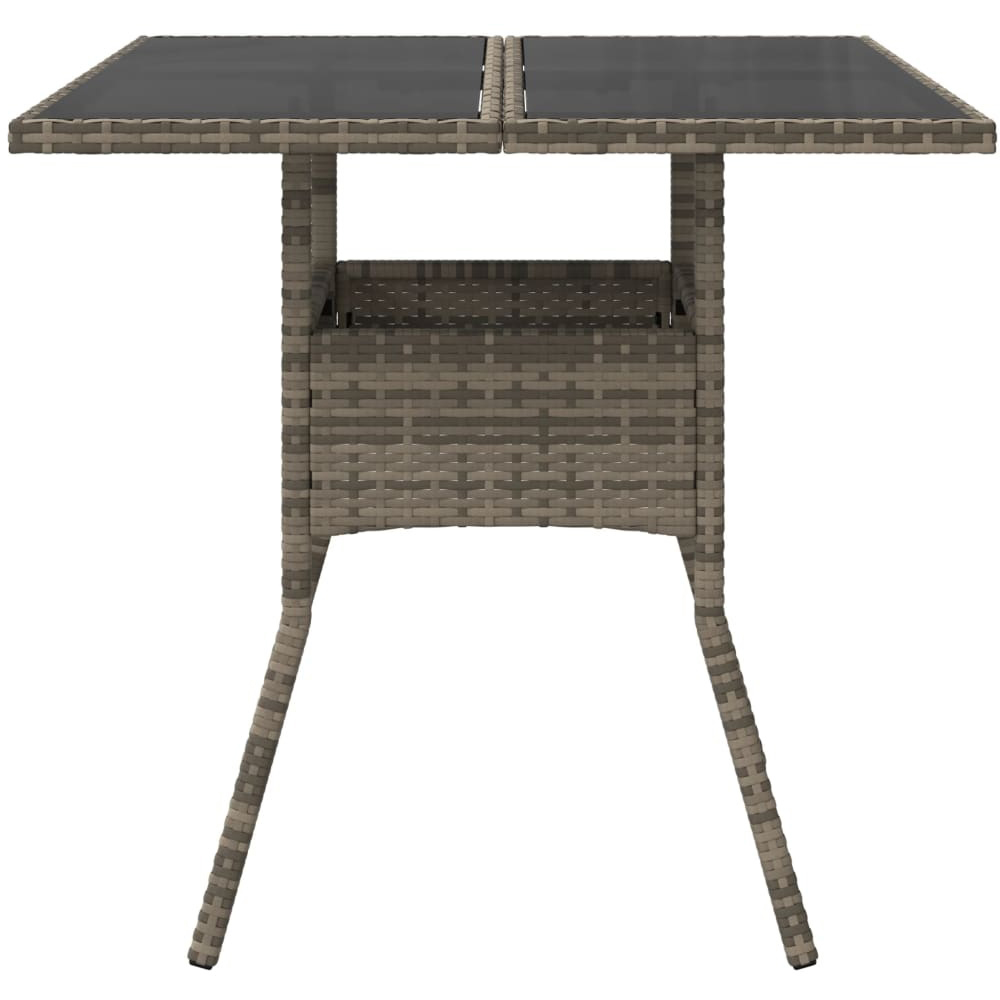 Walplus 2 Seater Grey Poly Rattan Glass Top Garden Dining Table Image 3