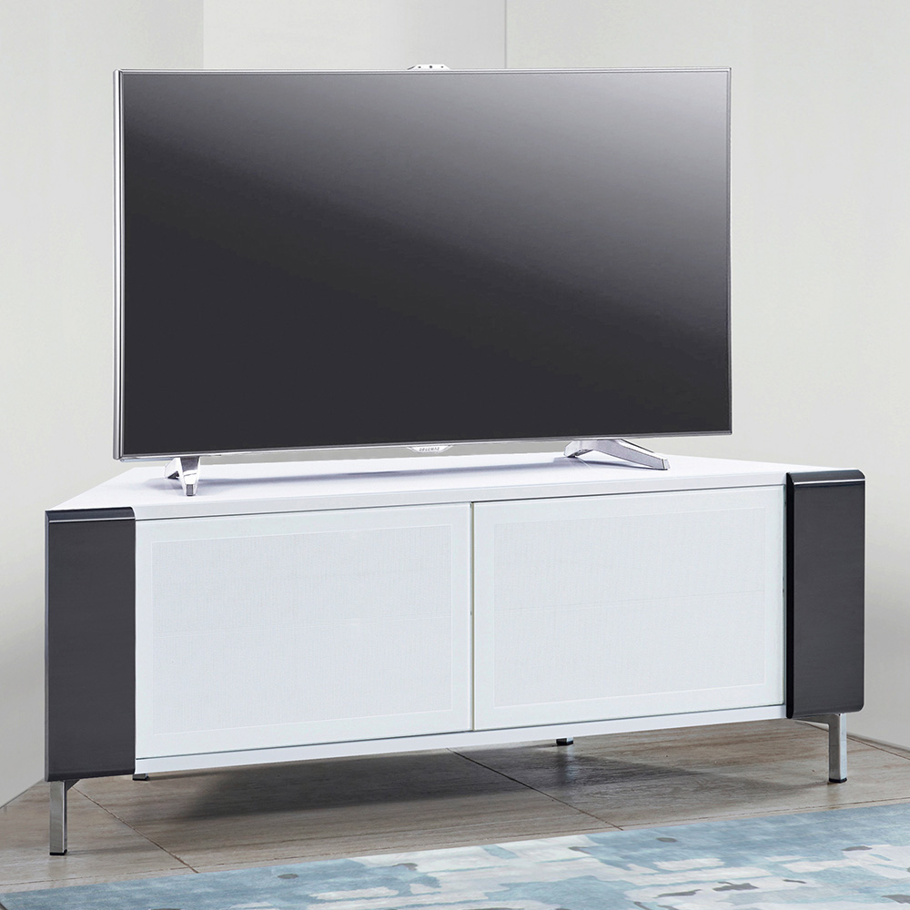 MDA Designs Corvus 2 Door White and Black TV Cabinet Image 1